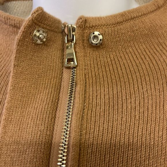 Ann Taylor Oversized Camel Tan/ Cream Cardigan Jacket w/ Pockets & Zipper-Small - Picture 4 of 12